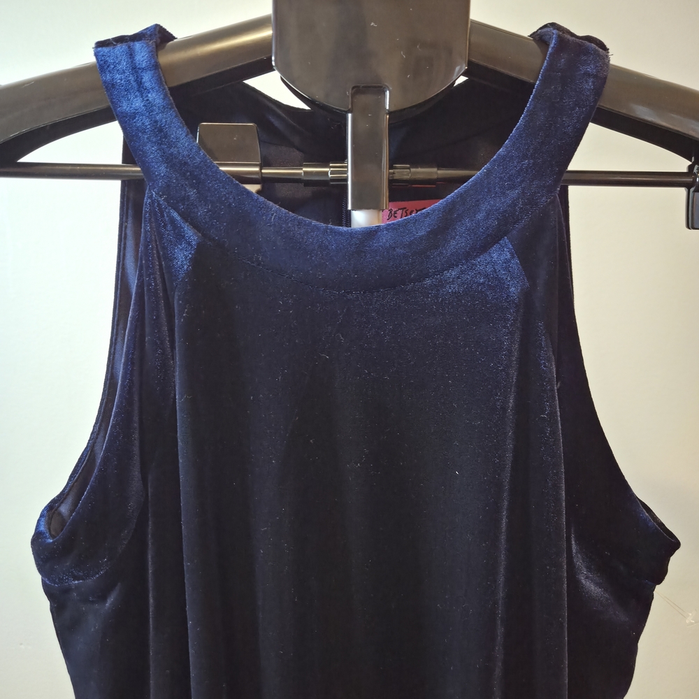 Navy Velvet Halter Swing Dress - Picture 7 of 12